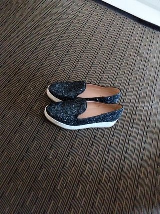 Zapatos planos mujer azul marino brillantes