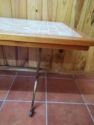 Mesa centro madera y cerámica