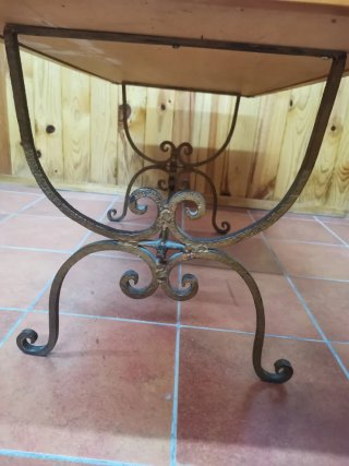 Mesa centro madera y cerámica