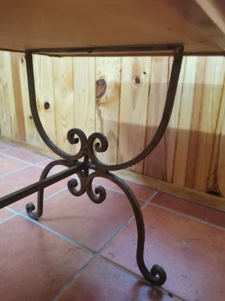 Mesa centro madera y cerámica