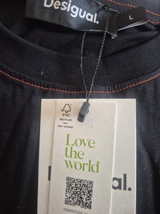 Camiseta Desigual L Negra con Malla y Estampado