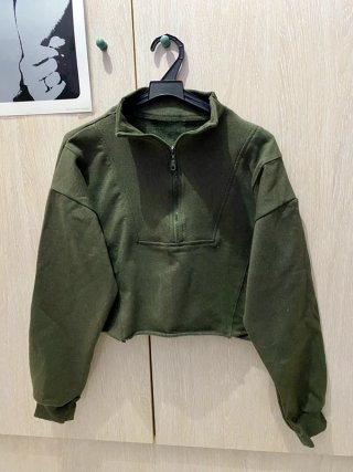 Sudadera Corta Media Cremallera Verde