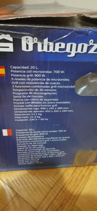 Microondas Orbegozo con Grill