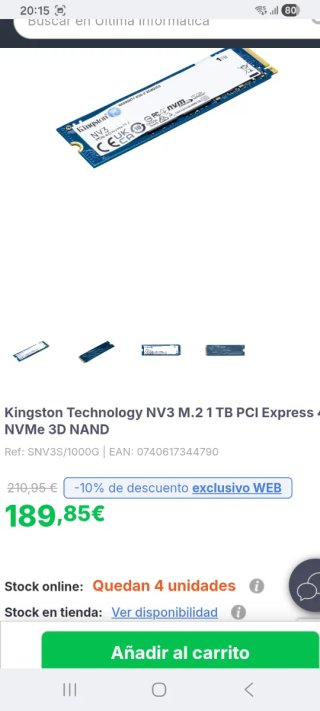 SSD 1TB Kingston NV3  NVMe PCIe 4.0