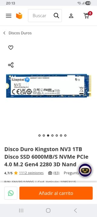 SSD 1TB Kingston NV3  NVMe PCIe 4.0