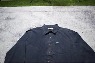 Camisa Hollister Slim Fit Azul de Manga Larga