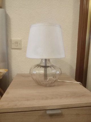 Juego 2 Lámparas Mesilla Tela y Cristal