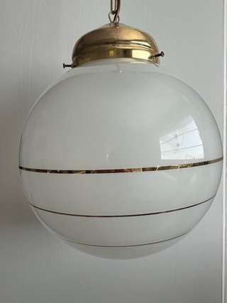 Lampada opalina space age oro e bianco