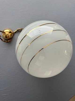 Lampada opalina space age oro e bianco