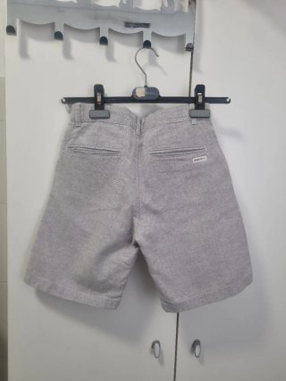 Pantalón corto niño lino gris T.9/10