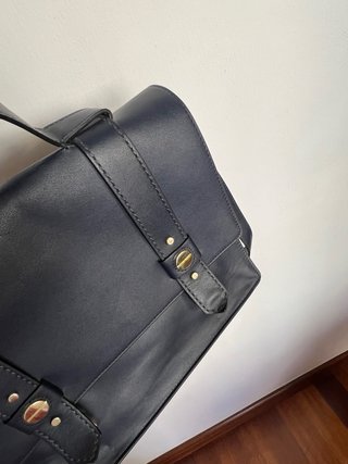 Bolso Cartera Zara Piel Azul Marino