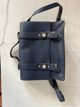 Bolso Cartera Zara Piel Azul Marino