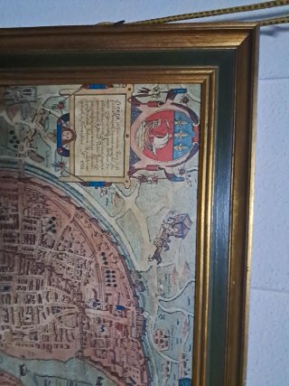 Cuadro antiguo mapa ciudad Paris enmarcado
