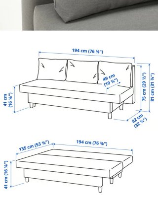 Sofá cama gris de tela