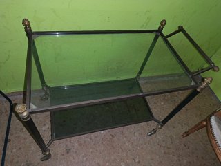 Carrito Camarera Vintage Cristal y Metal Dorado