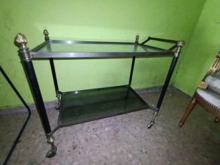 Carrito Camarera Vintage Cristal y Metal Dorado