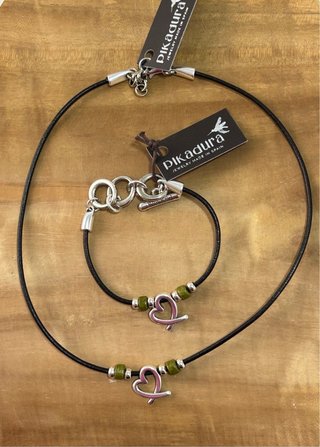 Conjunto Cuero baño de plata nuevo