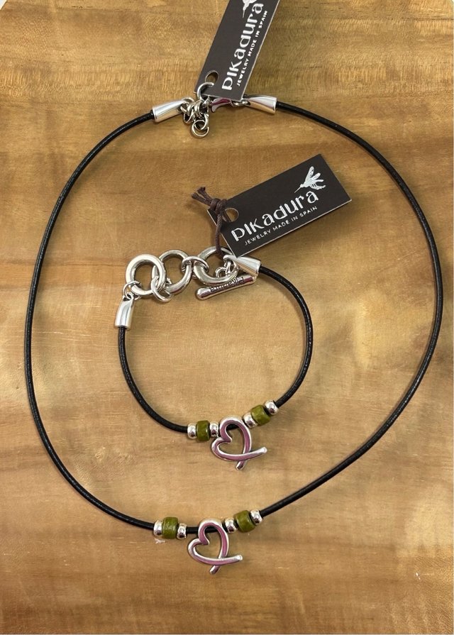 Conjunto Cuero baño de plata nuevo
