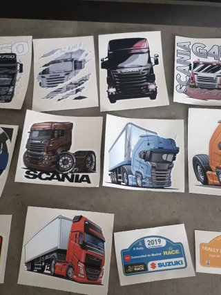 Lote 21 pegatinas vinilos camiones Scania Volvo