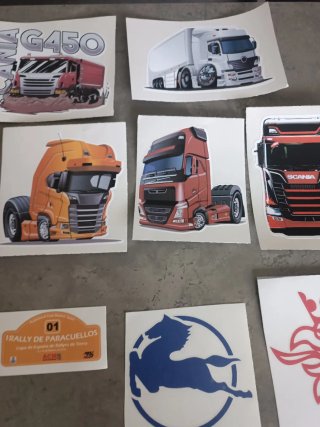 Lote 21 pegatinas vinilos camiones Scania Volvo