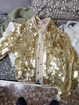 Cazadora lentejuelas doradas fiesta