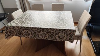 Mesa extensible comedor madera. 90x90/115/140cm.