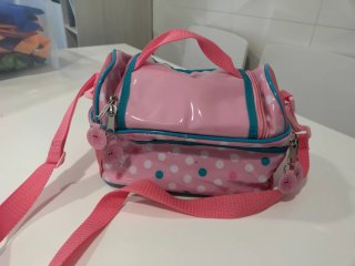 Bolsa picnic infantil estrellas rosa.