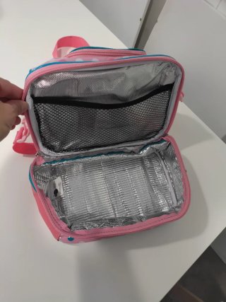 Bolsa picnic infantil estrellas rosa.