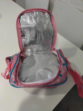 Bolsa picnic infantil estrellas rosa.
