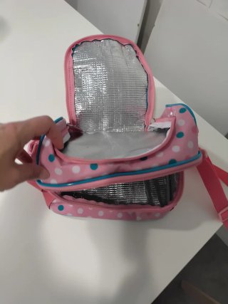 Bolsa picnic infantil estrellas rosa.