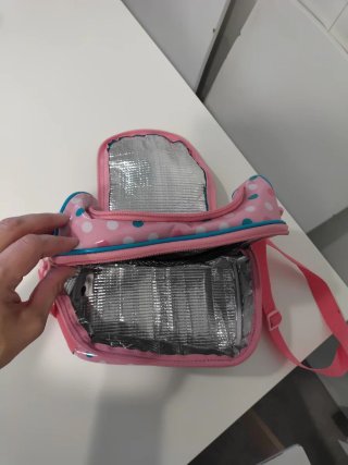 Bolsa picnic infantil estrellas rosa.