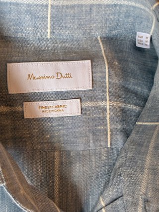 Camisa Lino Massimo Dutti Azul Talla M