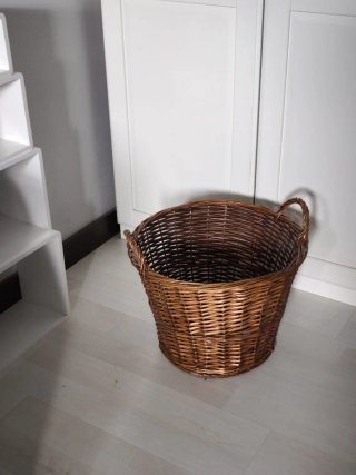Cesta Mimbre Grande Asas Marrón