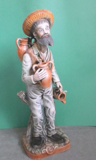 Figura cerámica hombre con cántaros 49cm 2,2 Kg