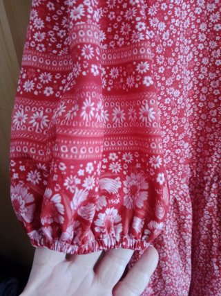 Vestido rojo estampado flores verano XXXL 50-52