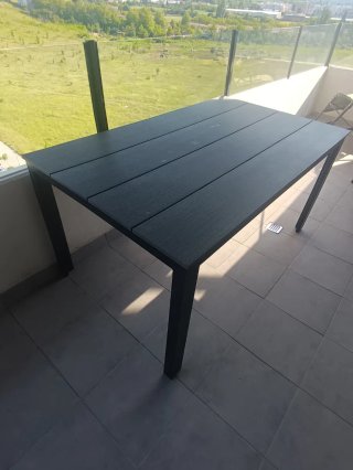 Mesa Exterior Aluminio Negro/Madera Artificial