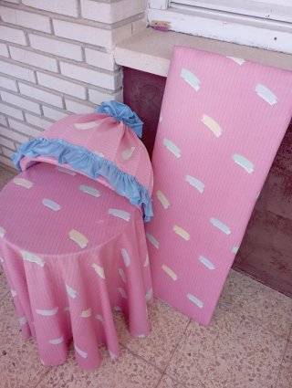 Regalo cabezal, camilla y lámpara rosa, cama 90