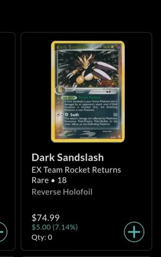 Dark Sandslash 18/109 Holo Reverse Stamped