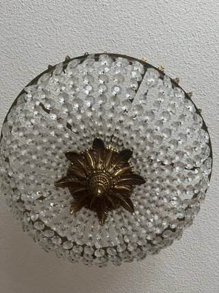 Lámpara Antigua de bronce y cristal