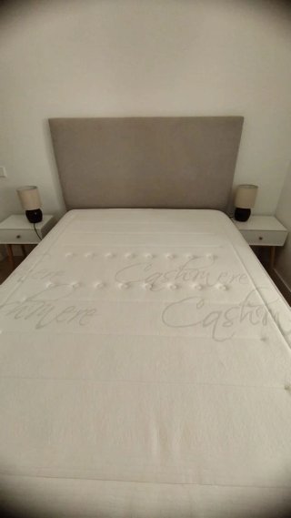 Cama 135x190 Beige y Blanca