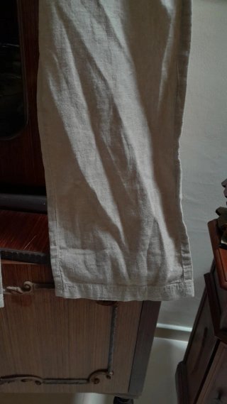 Pantaloni cotone e lino beige taglia unica