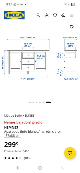 Aparador Hemnes Ikea Bianco