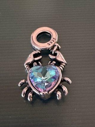 Colgante Plata Corazón Cangrejo Multicolor