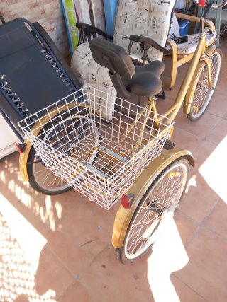 Triciclo Dorado con Cesta