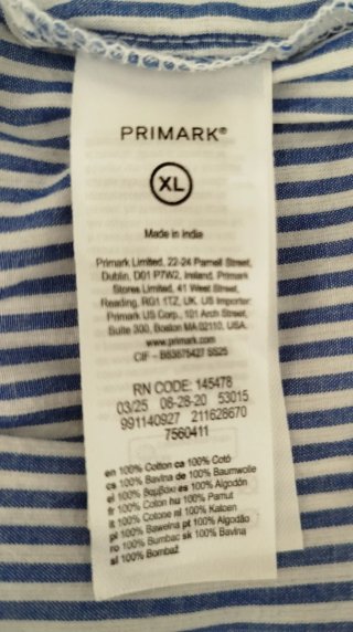 Vestido rayas azul Primark Talla XL