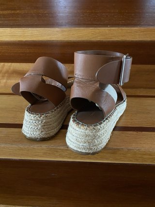 Sandalias Zara Cuña Marrón Talla 36