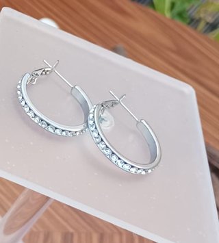 Pendientes Aro Plateados con Piedras