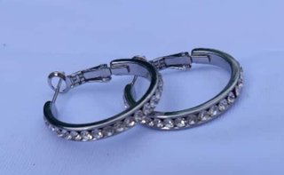 Pendientes Aro Plateados con Piedras