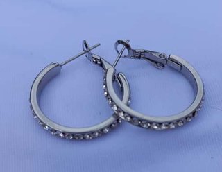 Pendientes Aro Plateados con Piedras