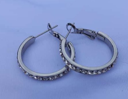 Pendientes Aro Plateados con Piedras